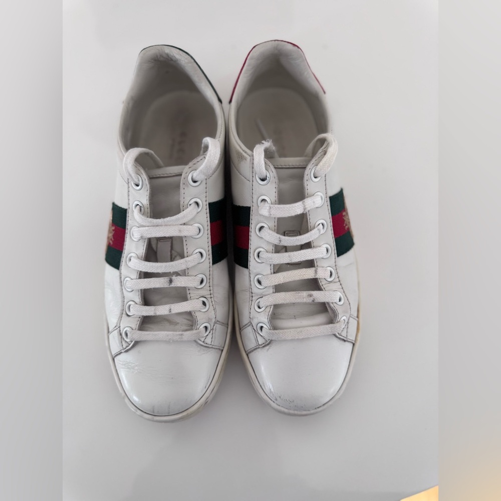 💯 Authentic Gucci White Leather Slip-On Sneaker